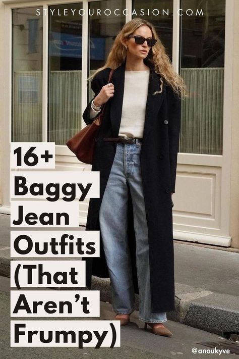 Are you looking for chic baggy jeans outfit ideas? You’ll love this guide on how to wear baggy jeans without looking frumpy. Whether you want a casual aesthetic, or 90s girl vibe, these outfit ideas work from summer to winter to spring! Fall Baggy Jeans Outfit, Winter Baggy Jeans Outfit, Baggy Jeans Winter Outfit, 90s Baggy Jeans Outfit, Baggy Jeans Outfit Fall, Baggy Jeans Outfit Winter, Slouchy Jeans Outfit, Oversized Outfit Aesthetic, Baggy Jeans Outfit Ideas