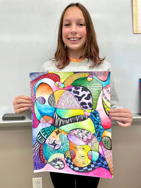 Neurographic Art: Independent Term Project | Ms. Amsler's Artroom Amsler's Artroom, Intermediate Art, Neurographic Art, Abstract Art Projects, 7th Grade Art, Collaborative Art Projects, 8th Grade Art, Middle School Art Projects, Art Lessons Middle School