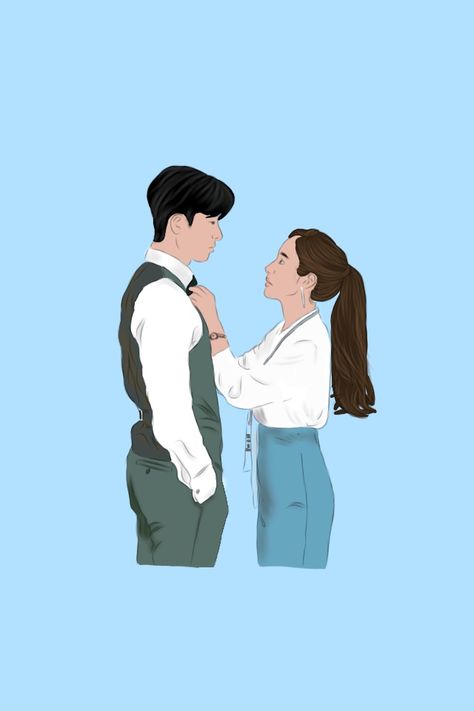 Kdrama Fan Art, Kdrama Fan Art Wallpaper, Secretary Kim, Book Cover Artwork, What's Wrong With Secretary Kim, Mandala Art Lesson, Drama Memes, Cartoon Sketches, Cute Couple Drawings