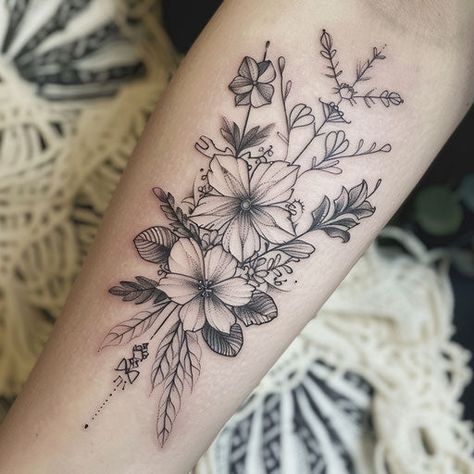 Floral Tattoo Vector Art Day Lilly Tattoo, Eagle And Flower Tattoo, Tattoos About Kids, Rib Cover Up Tattoo, Floral Arm Sleeve, Leopard Print Tattoos, Nature Tattoo Ideas, Flower Thigh Tattoos, Small Girly Tattoos