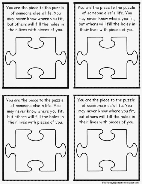 Teacher Handout: You are a piece to the puzzle Teacher Training Primary, Primary Teacher Training, Puzzle Piece Art, Puzzle Quotes, Emotional Activities, Teacher Morale, Primary Presidency, Crafts Printable, Activity Day Girls