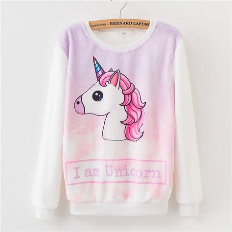 I Love Cyber Shopping on Instagram: “Cartoon I Am Unicorn Sweatshirt” Casual Coats For Women, I Am A Unicorn, Harajuku Sweatshirt, Casual Street Wear, Harajuku Women, Girls Crop Tops, Cartoon Sweatshirts, Winter Sweatshirt, A Unicorn