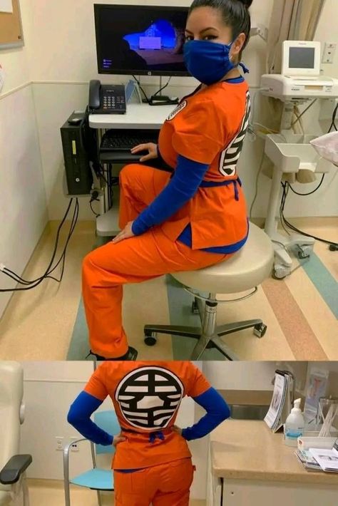 Goku Halloween Costume, Planet Namek, Dragon Ball Cosplay, Goku Costume, Dbz Cosplay, Goku Cosplay, Nurse Halloween Costume, Halloween Scrubs, Goku Anime