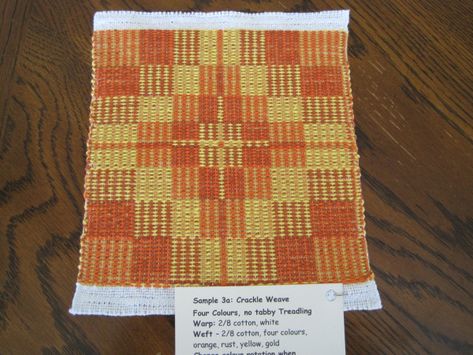 Crackle Weave Class Samples – spinweaverbarbara Lace Weave, Color Effect, The Class, Orange Gold, Manners, One Color, All The Colors, Contrasting Colors, To Work