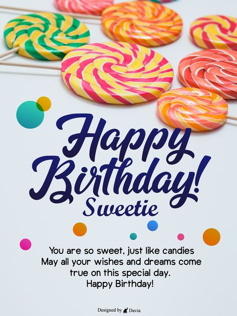 Forget cakes, this year, you’re going to get that sweetie of yours some sweet lollipops. Imagine the look on her face upon opening this ecard. The colourful design will surely lift their mood for the day. Don’t think, just send this ecard away. Happy B Day Cards, Happy Birthday Kids, Happy Birthday Wishes Photos, Birthday Reminder, Sweet Like Candy, Happy Birthday Wishes Quotes, Happy Birthday Quotes For Friends, Birthday Calendar, Colourful Design