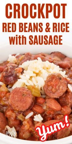 Cajun Sausage Crockpot Recipes, Easy Crockpot Meals Sausage, Crockpot With Sausage, Red Sausage Recipes, Slow Cooker Southern Recipes, Slow Cooker Recipes With Sausage, Dry Red Beans And Rice Crockpot, Red Beans And Rice Crockpot Easy, Cajun Red Beans And Rice With Sausage