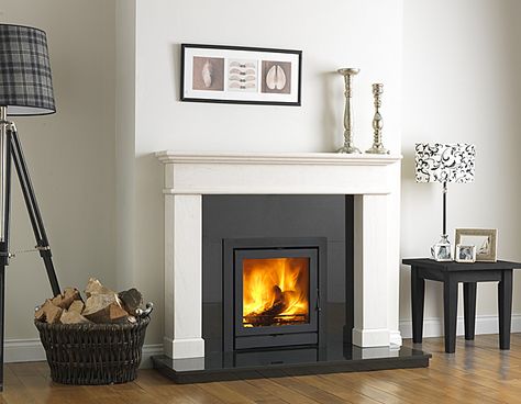 Classy Fireplace, Inset Log Burners, Woodburning Stove Fireplace, Limestone Fireplace Surround, Wood Burner Fireplace, Log Burner Fireplace, Log Burner Living Room, Wood Burning Fireplace Inserts, Inset Fireplace