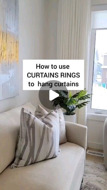 How To Hang Rod Pocket Curtains With Rings, How To Attach Curtain Rings To Curtains, How To Hang Curtains With Vaulted Ceilings, How To Hang Pinch Pleat Curtains With Rings, Curtain Rings With Clips Ideas, Curtains With Clips, Hang Curtain Rods, How To Hang Curtains, Hanging Curtain Rods