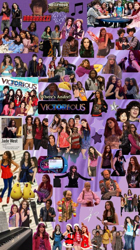 #victorious #nickelodeon #collagewallpaper #favtvshow Nickelodeon Aesthetic, Victorious Aesthetic, Victorious Show, Victorious Nickelodeon, Lilly Pulitzer Outfits, Tori Vega, Jade West, Cat Valentine, Wall Collage