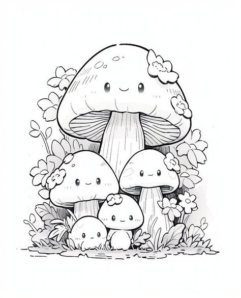 42 Happy Mushroom Adventure Kids Children Boy Mushroom Coloring Pages For Adults, Child Books Illustration, Childrens Coloring Pages, Cute Mushroom Drawing, Mushroom Coloring Pages, Happy Mushroom, Mushroom Drawing, Children Boy, Illustrator Design