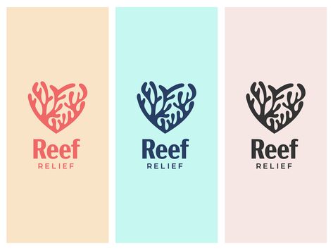 Reef Relief by Allison Pastor  allisonpastordesigns.com  #logo #logodesign #branding Coral Reef Logo, Aquarium Branding, Coral Branding, Japanese Snacks Packaging, Tropical Branding, Coral Logo, Ocean Logo, Coral Reef Ecosystem, Sea Logo