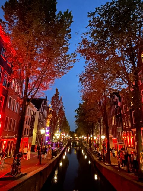 Red District Amsterdam, Benjamin Moore Amsterdam, Red Light District Aesthetic, Wallpaper Amsterdam, Amsterdam Black And White, Amsterdam Buildings, Amsterdam Life, Amsterdam Autumn, Amsterdam Bridge