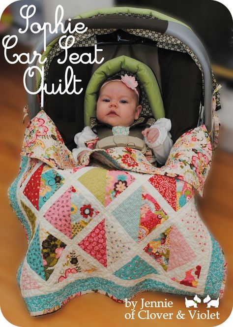 Today I am resharing the Car Seat Quilt I made my daughter back in 2012. I originally shared this free pattern on the Moda Bake Shop, but it has since been removed and I am still waiting to hear ba… Stroller Quilt, Car Seat Blanket, Baby Quilt Patterns, Quilt Care, Quilt Baby, Baby Projects, Stroller Blanket, Fall Baby, Quilt Tutorials