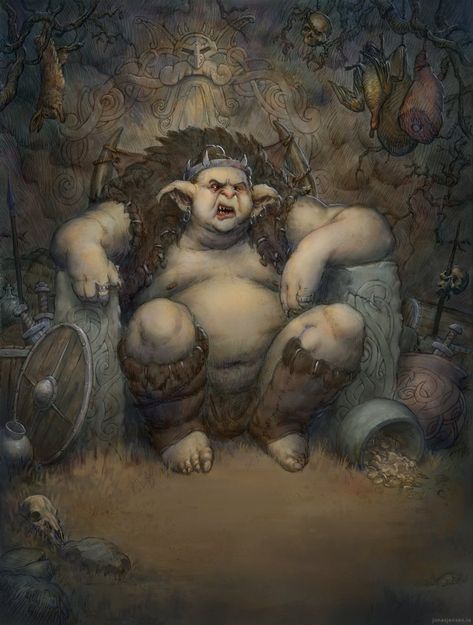 ArtStation - Fat Goblin King, Jonas Jensen Dnd Goblin Character Design, Goblin Market, Dragon Ninja, Goblin Art, Dnd Inspiration, Alien Character, Goblin King, Forgotten Realms, Creature Artwork