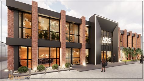 APEX - FACTORY :: Behance Modern Warehouse Design Exterior, Modern Factory Architecture, Concept Landscape Design, Facade Design Modern, Factory Facade Design, Concept Landscape, Black Architecture, Building Front Designs, Church Building Design