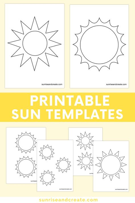 Printables Archives - Sunrise and Create Sun Template Free Printable, Printable Sun, Sun Template, Outer Space Crafts, Sunshine Printable, Map Worksheets, Free Printable Gift Tags, Mom Art, Preschool Games