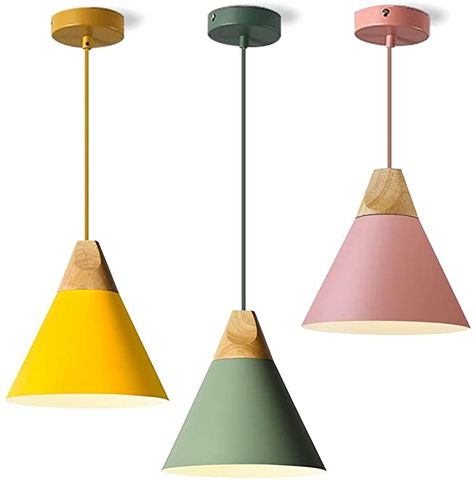 KCO Lighting Macaron Pendant 3-Light Mini Pendant Lighting Nordic Modern Ceiling Light Fixture Adjustable Minimalist Pendant Light Fixture for Kitchen Island Dining Room Living Room Coffee Bar (Small) - - Amazon.com Kitchen Island Pendant Lighting, Island Pendant Lighting, Colorful Pendant Light, Cone Pendant Light, Modern Ceiling Light Fixtures, Slanted Ceiling, Kitchen Island Pendant, Small Pendant Lights, Island Pendant Lights