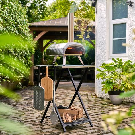 Ooni Karu 12 Multi-Fuel Outdoor Pizza Oven – Portable Wood Fired and Gas Pizza Oven – Outdoor Cooking Pizza Maker - Pizza Oven For Authentic Stone Baked Pizzas - Pizza Oven Countertop Ooni Table, Pizza Oven Table, Ooni Pizza Oven, Table Grill, Ooni Pizza, Oven Top, Four A Pizza, Grill Table, Cool Gadgets For Men