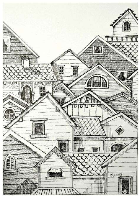 Pen art cityscape Quick Pen Sketches, Drawing Ideas Buildings, Urban Sketching Pen, Pen And Ink Drawings Simple, City Landscape Drawing, Pen Art Easy, City Scape Drawing, Black Pen Art, Cityscape Sketch