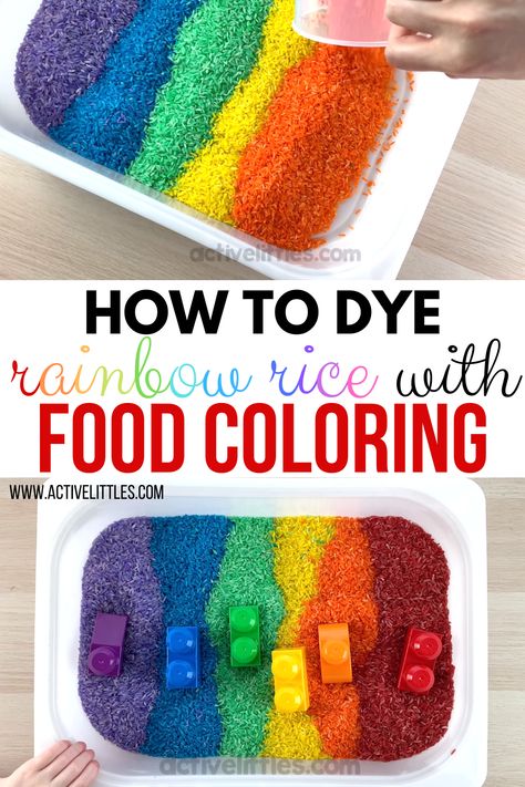 How to dye rice with rubbing alcohol? How to dye rainbow rice with paint for sensory play? All of these questions and play ideas within this post right here Dye Rice, Preschool Sensory, Sensory Tubs, Mommy Ideas, Play Therapist, Sensory Games, Rainbow Rice, Diy Montessori, Foam Letters