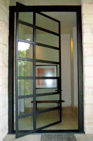 Glass Front Doors, Industrial Style Home, Entry Doors With Glass, Double Entry Doors, Front Door Entrance, Pivot Doors, Front Entry Doors, Front Door Design, Glass Front Door