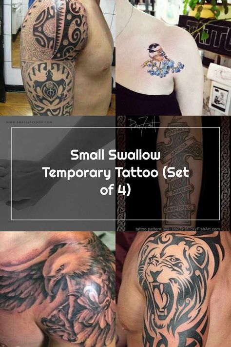 Mens Shoulder Tattoo Small Swallow Temporary Tattoo (Set of 4) #tattooinfo Mens Shoulder Tattoo Men Small Shoulder Tattoo, Sholder Tattoo Man, Meaningful Shoulder Tattoo Men, Owl Shoulder Tattoo Men, Mens Mandala Shoulder Tattoo, Mens Shoulder Tattoo, Tattoo Set, Temporary Tattoo, Shoulder Tattoo