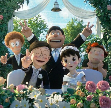 In the movie,"Stand by me Doraemon 2", Nobita and Shizuka after all this years can be seen marrying while their friends are cheering! Nobita And Shizuka, Stand By Me