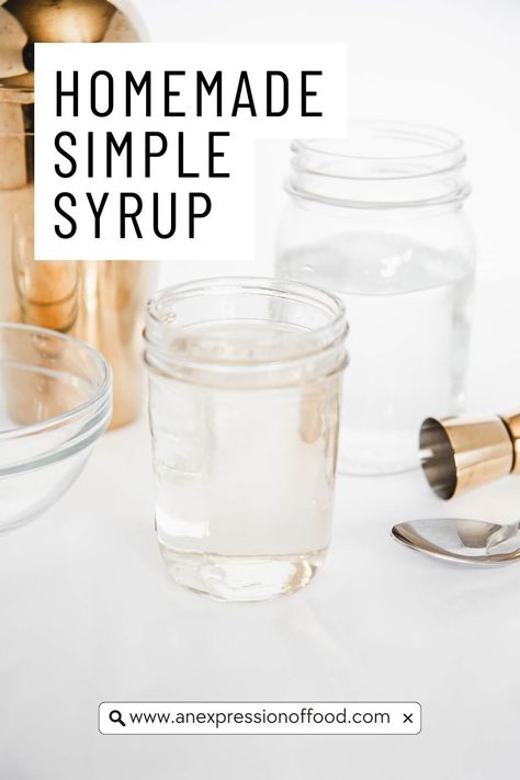 This homemade simple syrup calls for just 2 ingredients and takes less than 10 minutes to make! Our fast and easy traditional simple syrup is perfect for making cocktails and a variety of other drinks too. It's quick and simple to make, and is way cheaper than anything you can get at the grocery store! How To Make Simple Syrup, Diy Simple Syrup, Syrup Recipe Homemade, What Is Simple Syrup, Virgin Cocktail Recipes, Homemade Simple Syrup, Lemon Simple Syrup, Simple Sugar Syrup, Simple Syrup Recipe