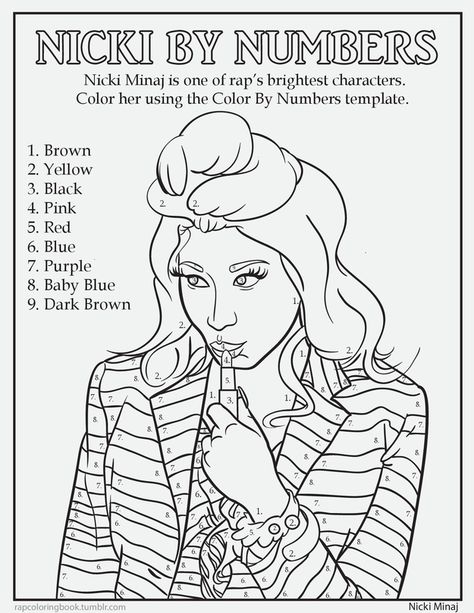 Nicki Minaj | 7 Delightful Pages From A Rap Coloring Book Dance Coloring Pages, Neverland Ranch, Bun B, People Coloring Pages, Quote Coloring Pages, Music Coloring, Disney Colors, Rap Lyrics, Color By Numbers