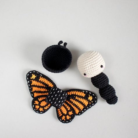 Lalylala crochet pattern MONARCH butterfly amigurumi | Etsy Butterfly Amigurumi, Wing Suit, Crochet Butterfly Free Pattern, Crochet Butterfly Pattern, Crochet Butterfly, Baby Rattle, Crochet Kit, Crochet Chart, Monarch Butterfly