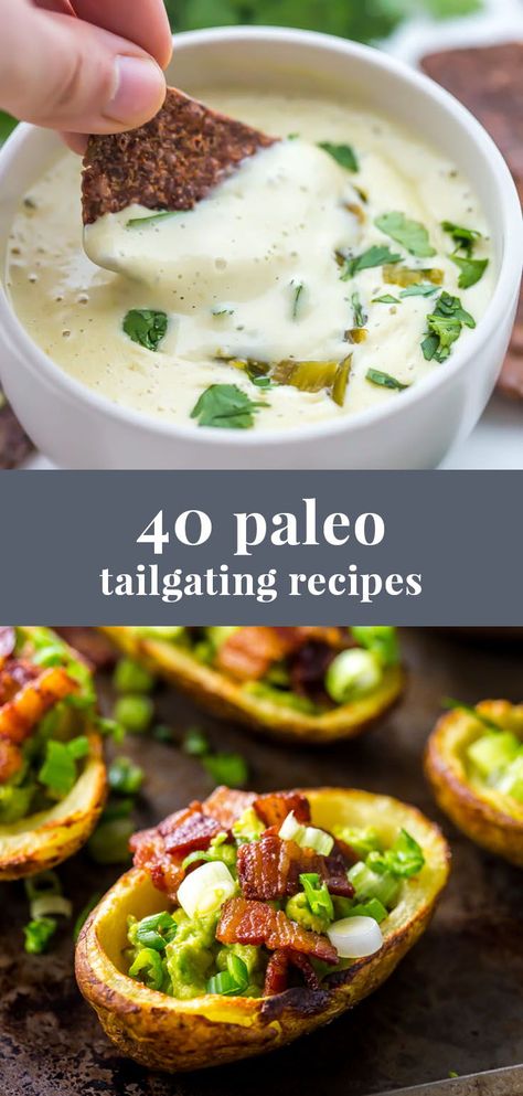 I've compiled the 40 best paleo tailgating recipes to make this football season epic! Whole30, Dairy-free, gluten-free, grain-free, and refined-sugar-free. #paleo #snacks Dairy Free Appetizers, Paleo Appetizers, Healthy Superbowl Snacks, Paleo Meal Prep, Best Paleo Recipes, Tailgating Recipes, Superbowl Snacks, Paleo Lunch, Paleo Snacks