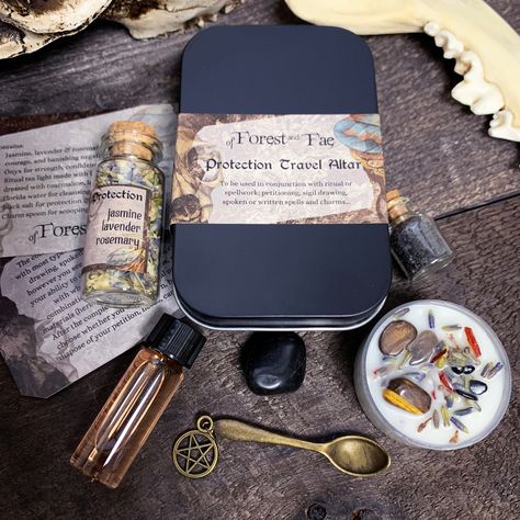 Protection Travel Altar Ritual Kit Witchcraft Kit Pocket Altar Manifestation Wiccan Altar Witchy Gift, Stocking Stuffer Gift - Etsy UK Pocket Altar, Agate Candle, Travel Altar, Wicca Altar, Witch Kit, Florida Water, Wiccan Altar, Crystal Goddess, Tree Agate