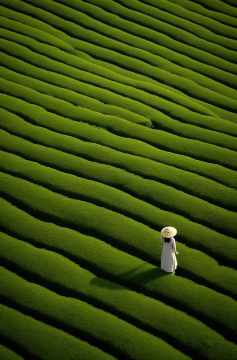 Golden rays of sunlight cascade over a tea field, highlighting the dew on each leaf in this artistic photography, perfect for lovers of natural beauty and tea culture. Tea Field, Sofa Layout, Field Photography, Asian Tea, Leaf Photography, Concept Photography, Tea Culture, Fields Photography, The Tea