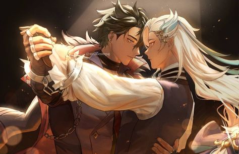 Shall We Dance, Ship Art, Handsome Anime Guys, Handsome Anime, Pretty Art, Genshin Impact, Game Art, Cute Art, Cool Art