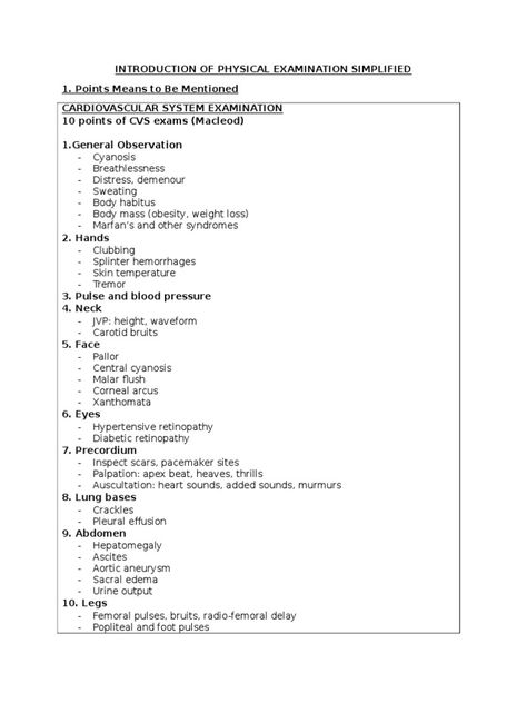 Introduction To Physical Examination | PDF | Abdomen | Liver Jugular Venous Pressure, Pleural Effusion, Physical Examination, The Respiratory System, Heart Sounds, Gastrointestinal System, Liver Failure, Lymph Nodes, Cardiovascular System