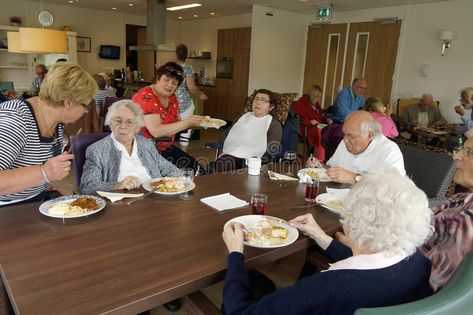 Old people in a nursing home having dinner. With caretakers in a homely environm , #AFF, #home, #dinner, #people, #nursing, #environment #ad 2025 Vison, Old Peoples Home, Images Of Nurses, Recreational Room, Design Art Drawing, Goal Board, Nursing Home, Old People, Home Health