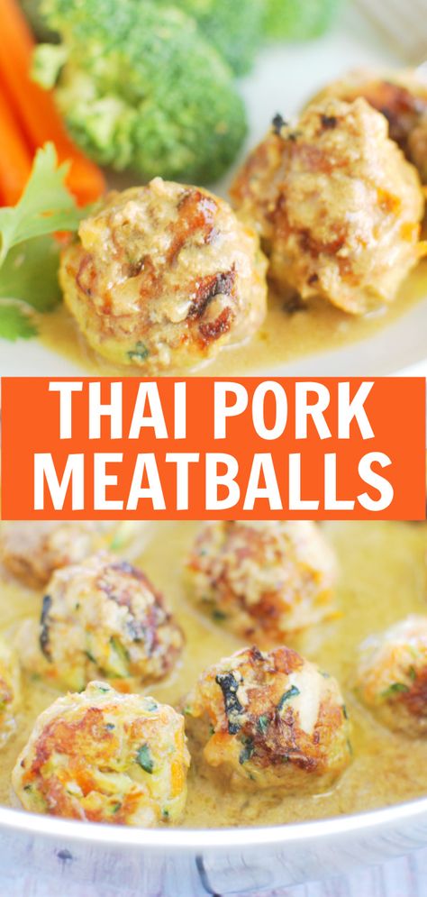 Easy Paleo Dinner, Thai Meatballs, Picky Eaters Recipes, Thai Pork, Veggie Meatballs, Butter Carrots, Coconut Curry Sauce, Pork Meatballs, Pork Ham