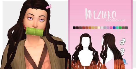 Nezuko hair | Raccoonium on Patreon Nezuko Hair, Sims 4 Cc Maxis, Sims 4 Cc Maxis Match, Los Sims 4 Mods, Demon Slayer Nezuko, Sims Stories, Sims 4 Anime, The Sims 4 Packs, Sims Four