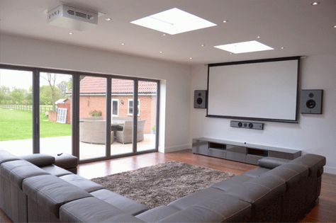 6 Creative Uses for Your Conservatory   www.homesaferoofsolutions.co.uk   #homeimprovements #wigan #conservatory #blog Living Room Projector Setup, Home Projector Screen, Projector Screen Living Room, Room Projector, Projector Setup, Tv Living Room, Projector Wall, Conservatory Ideas, Home Cinema Projector