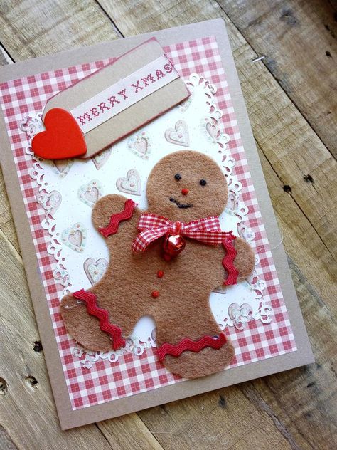 Felt Gingerbread Man, Diy Christmas Card, Felt Gingerbread, Fun Christmas Cards, Gingerbread Diy, Christmas Bulletin, Creative Gift Wraps, Christmas Craft Kit, Gift Wraps