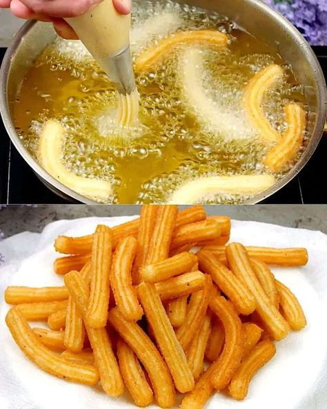 Potato Churros, Yummy Easy Recipes, Mexican Churros, Churros Recipe, Corn Flour, My Recipes, Cake Baking, Easy Delicious Recipes, 2 Eggs