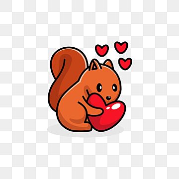 Squirrel Valentine, Squirrel Icon, Squirrel Vector, Cartoon Squirrel, Valentines Puns, Heart Cartoon, Holding Heart, Romantic Background, Valentines Png