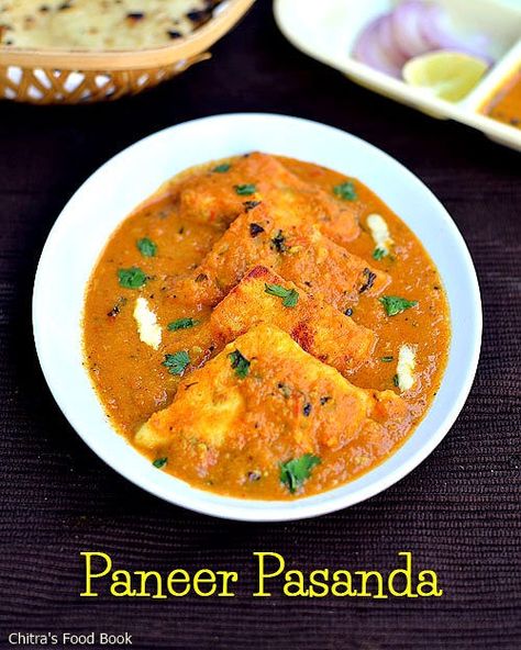 Rich and creamy Paneer Pasanda - Yummy side dish for roti,naan and pulao Paneer Pasanda, Achari Paneer, Spicy Gravy, Jain Recipes, Paneer Dishes, Indian Bread, Paneer Recipes, Indian Kitchen, Garlic Recipes