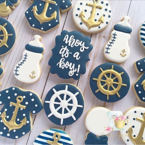 Nautical Cake Pops, Fishing Cookies, Nautical Food, Nautical Cookies, Nautical Baby Shower Boy, Boy Shower Themes, Fishing Cake, Week Inspiration, Baby Wishes