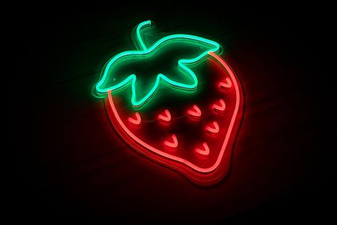 Neon Sign Widget, Pink Neon Lights Aesthetic, Strawberry Neon Sign, Cherry Neon Sign, Red Led Sign, Clear Acrylic Sheet, Neon Light Art, Personalized Neon Signs, Neon Decor