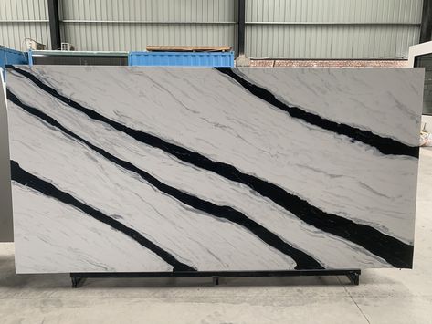 Are you looking for black and white marble like Panda white marble? If you want this marble design and worry about the marble quality, you are advised to choose quartz surface panda white slab. The normal quartz slab size is 3200*1600mm, and book-match effect with two slabs is available. So you can realize bigger areas for same design. Black And White Quartz, Panda White Marble, Dark Brown Kitchen, Calacatta Quartz, Engineered Quartz, Grey Quartz, Custom Countertops, Quartz Surfacing, Quartz Slab