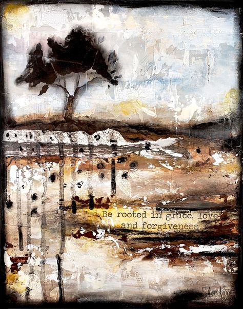 Mixed media abstract "Be Rooted" Sunday inspiration 5-19-19Shawn Petite | DecoArt Media Mixed Media Landscape, Altered Book Journal, Sunday Inspiration, Mixed Media Art Projects, Paint Crafts, Crackle Painting, Mixed Media Inspiration, Media Landscape, Mixed Media Tutorials