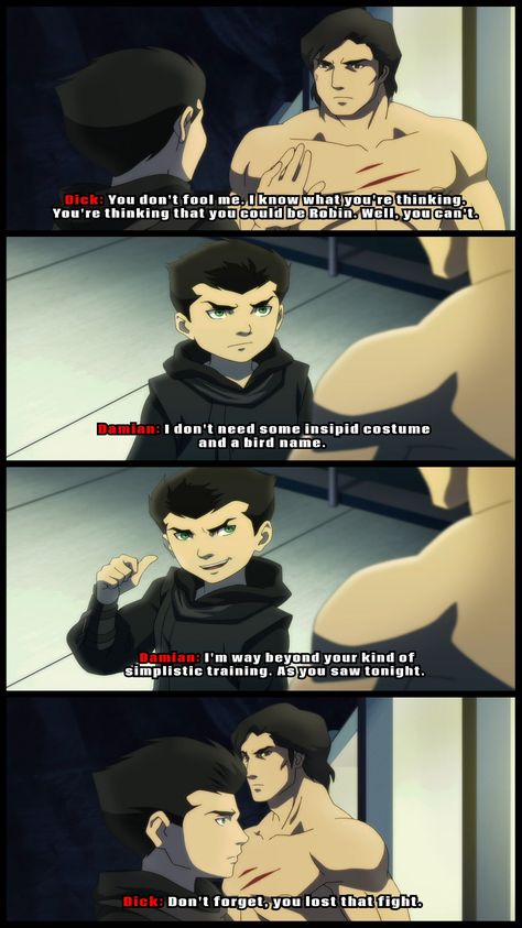 Batfam Comics, Justice League Funny, Yukiteru Amano, Batman Nightwing, Superhero Texts, Son Of Batman, Batman Quotes, Robin Tim Drake, Gotham Batman