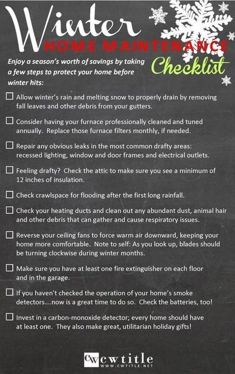 Winter Maintenance Checklist, Winterizing Your Home, Home Maintenance Schedule, Bedroom Pool, Home Maintenance Checklist, Maintenance Checklist, Pool Bath, Home Buying Tips, Winter Home