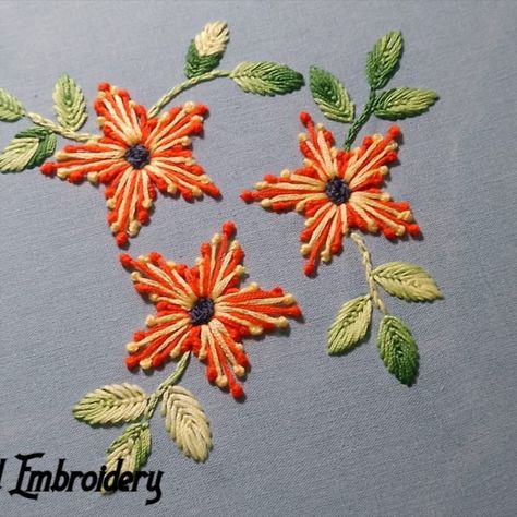 Hand embroidery flower design with pistil stitch Hand Work Flower Design, Pistil Stitch Embroidery Designs, Small Embroidery Designs, Pistil Stitch, Hoops Embroidery, Embroidery Quotes, Quotes Embroidery, Embroidery Abstract, Embroidery Geometric